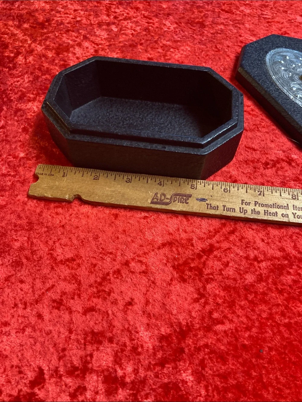 Vintage Black and Silver Mango wood Jewelry, trinket or storage box.